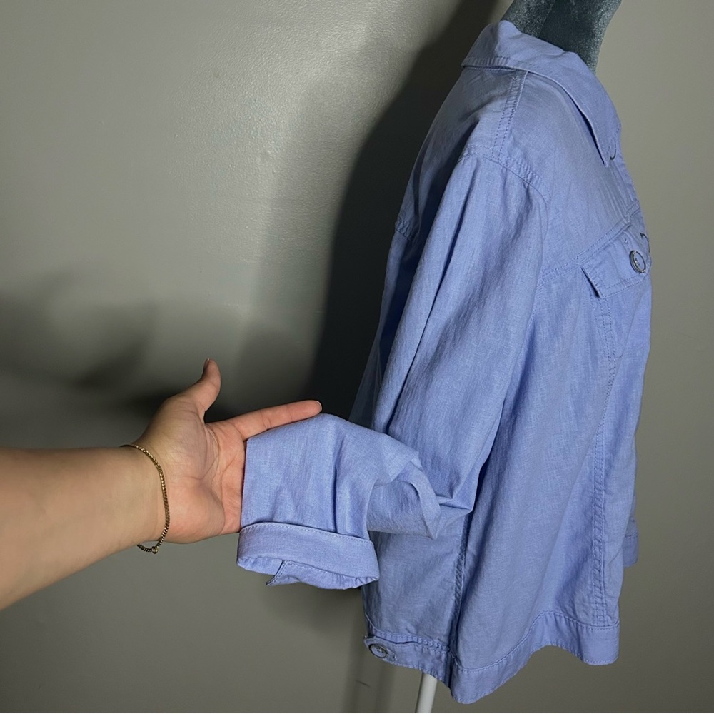 Women's Blue Button-Up Jacket - Picture 6 of 9